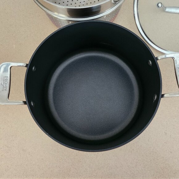RARE ALL CLAD LTD ANODIZED PASTA PENTOLA 7 QUART STOCKPOT & STAINLESS COLANDER - Picture 9 of 14